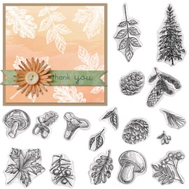 Estivaux Fall Leaves & Mushroom Rubber Stamps for Card Making, Journaling & Scrapbooking