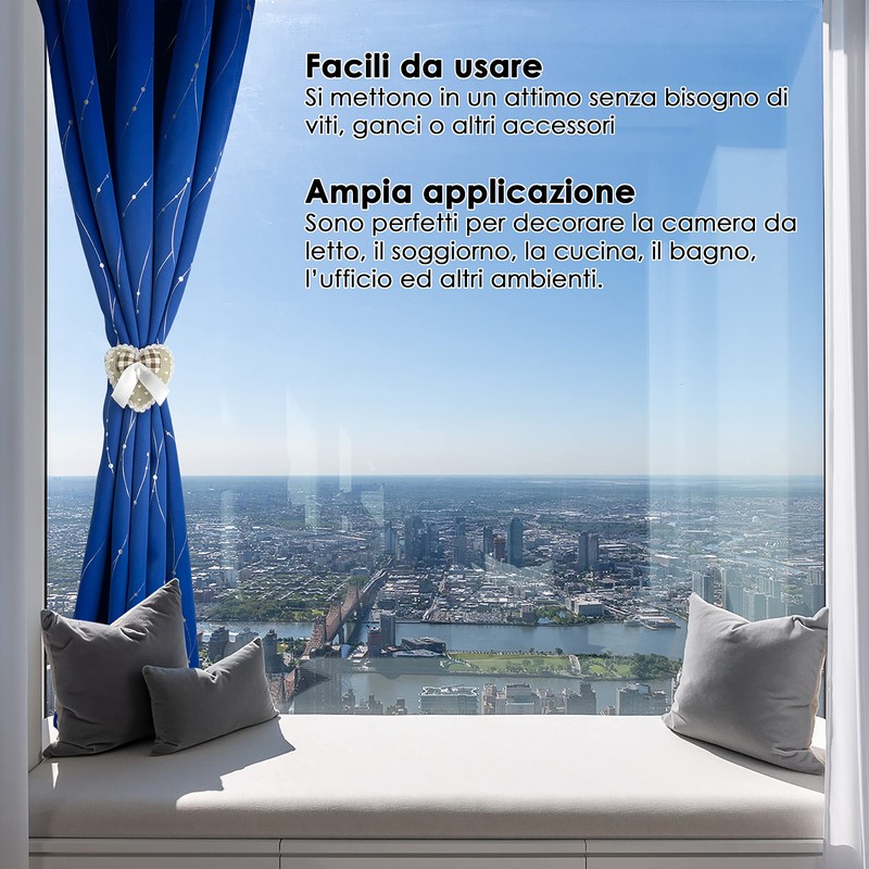 GIRASOLE HOME® Magnetischer Raffhalter aus Stoff in Herzform gepolstert mit