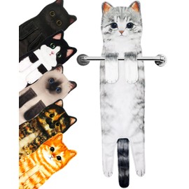 PAT JUUMG - Divertidas toallas de mano para baño, cocina, decoración de gato, bonitas toallas decorativas para colgar, súper absorbentes, suaves, regalo de inauguración de la casa, regalos para