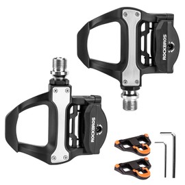 ROCKBROS Road Bike Pedals SPD Locking Cycling Pedals Lightweight Nylon Bicycle Pedals Platform Pedals Wear Resistant and Non-Slip with Chromium-Nickel Steel Shafts Adjustable Tension Bike Accessories