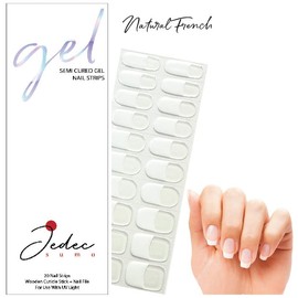 JEDEC SUMO Natural French Manicure. Semi Cured Gel Nail Polish Stickers/Strips. Stick on Nail Wraps - New Packaging, Same Great Product! - Gel Nail Polish Stickers for use with UV Light