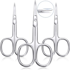3 Pieces Cuticle Curved Scissors Manicure Scissors Stainless Steel Facial Hair Grooming Shears Multi-purpose Curved Shears Craft for Nail, Eyebrow, Eyelash, Dry Skin Blade