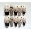M·Q NAIL,Press on nails,Pink cat's eye square medium nails,Hand drawn,Includes