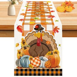 180 x 32 cm Autumn Table Runner, Tablecloth Autumn Table Decoration, Tablecloth Autumn Pumpkins Maple Leaves, Thanksgiving Tablecloth Decoration, Autumn Festival Home Decor Thanksgiving Party