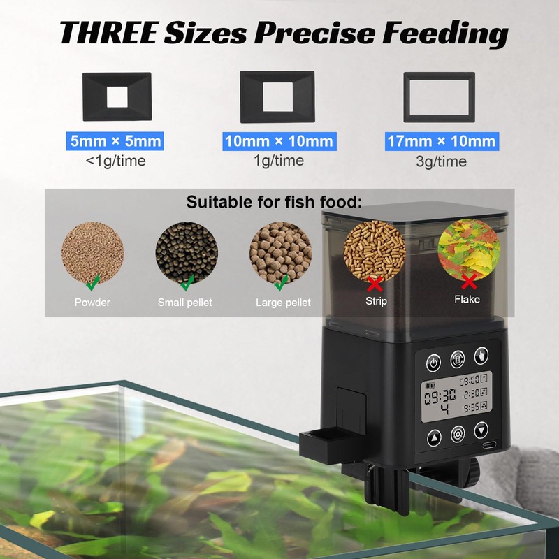 fishkeeper USB Automatic Fish Feeder for Aquarium, 320ML for 3~6