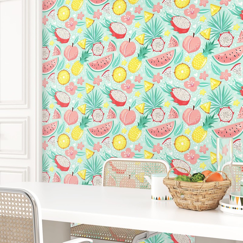 Skyblur Peel and Stick Wallpaper Green Summer Fruit Contact Paper