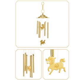 Feng Shui Six Tubes Brass Wind Chimes Wind Bell Felicitous Wish of Making Money Bless and Protect People Home Furnishing Handicraft Lucky red String Set (Kylin)