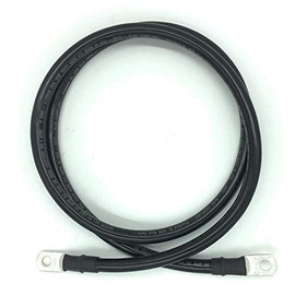 Cables de batería para barco de alambre de grado marino calibre 2 AWG, Negro (Single Black), 6ft - 5/16” Lugs