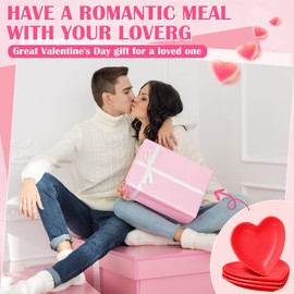 4 Set Heart Shaped Plates Ceramic Salad Cute Plate Set Steak Elegant Dinner Dish 6.9 Inch Dessert Tray Serving Dish Dessert Appetizer Snacks for Mother's Day Anniversary Wedding(Red)