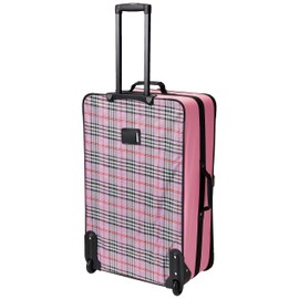 Rockland Fashion Softside Upright Luggage Set, Telescoping Handles, Pink Cross, 4-Piece (14/19/24/28)
