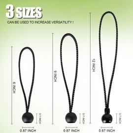 Versatile Windproof Bungee Cord Durability Tie Down Cords UV Resistant Straps Multifunction Elastic Rope (50, Black and White, 12 inch)