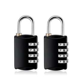 4 Digit Travel Padlock Luggage Combination Lock Outdoor Key Padlock Code Locks (2, Black)