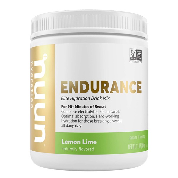 Nuun Hydration Endurance | Workout Support | Electrolytes & Carbohydrates (Lemon Lime, 16 Servings - Canister)