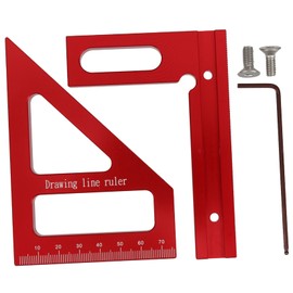 Operitacx 45 90 Carpentry Ruler Angle Combination Square Straight Bevel Gauge Carpenter Woodworking Triangular Rulers for Woodworkers Measuring Centimeters Metal Square Red Aluminum Alloy