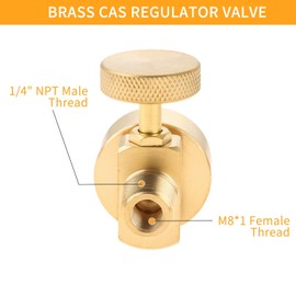 YHXGLJDKA 1LB Brass Propane Needle Control Valve, Disposable Adjustable Pressure Propane Gas Regulator Valve with 1/4" Male NPT Thread x 1"-20 Female Cylinder Thread Adapter Fitting