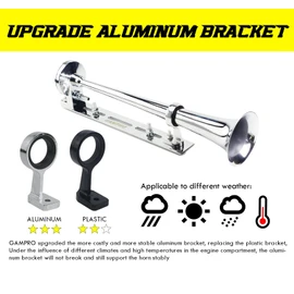 12V 150DB Air Horn with Install Mounting Bracket Kit, 18 Inches Chrome Zinc Single Trumpet Truck Air Horn with Compressor kit for Any 12V Vehicles Trucks Lorrys Trains Boats Cars (silver)