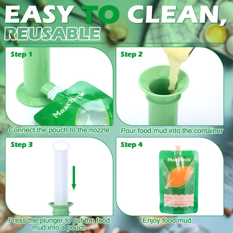 Maxcheck Maxcheck 28 Pcs Refillable Baby Food Pouches Maker Set