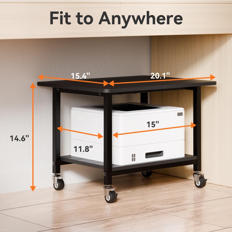 niffgaff Printer Stand with Lockable Wheels, 2-Tier Rolling Printer Cart
