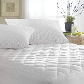 Luxury Quilted Mattress Protector Ultra Soft Extra Deep Fitted Pad Cover Hotel Quality Breathable Anti Dust Mite Bed Topper Double King Super King Size (White, Double)