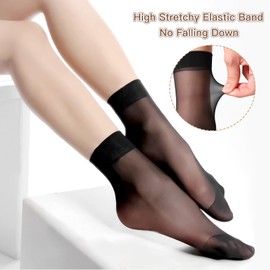 MANZI Women’s 12 Pairs Black Ankle High Sheer Pop Silky Socks 20 Denier