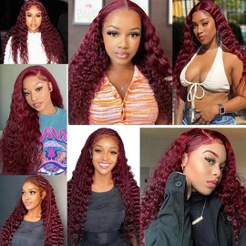 Labamiya Human Hair Bundles 26 28 30 Inch Burgundy 99J Deep Wave Bundles Human Hair 12A Unprocessed Soft Sewn In Quick Weave Bundles for Black Women
