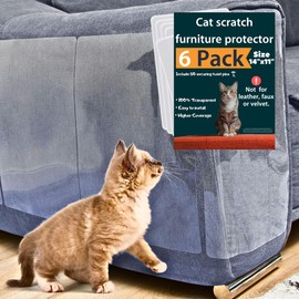 Anti Cat Scratch Furniture Protector, 6-Pack Couch Protector from Cat Claws – Heavy-Duty, Easy-to-Apply Scratching Deterrent and Shield for Sofa Corners, Walls, and Doors- with 52 Twist Pins