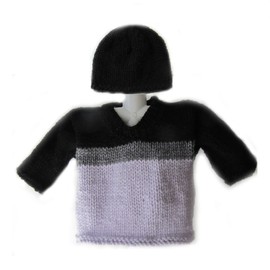 KSS Handmade Black/Grey Colored Soft Baby Sweater (12 Months) SW-442-HA-665