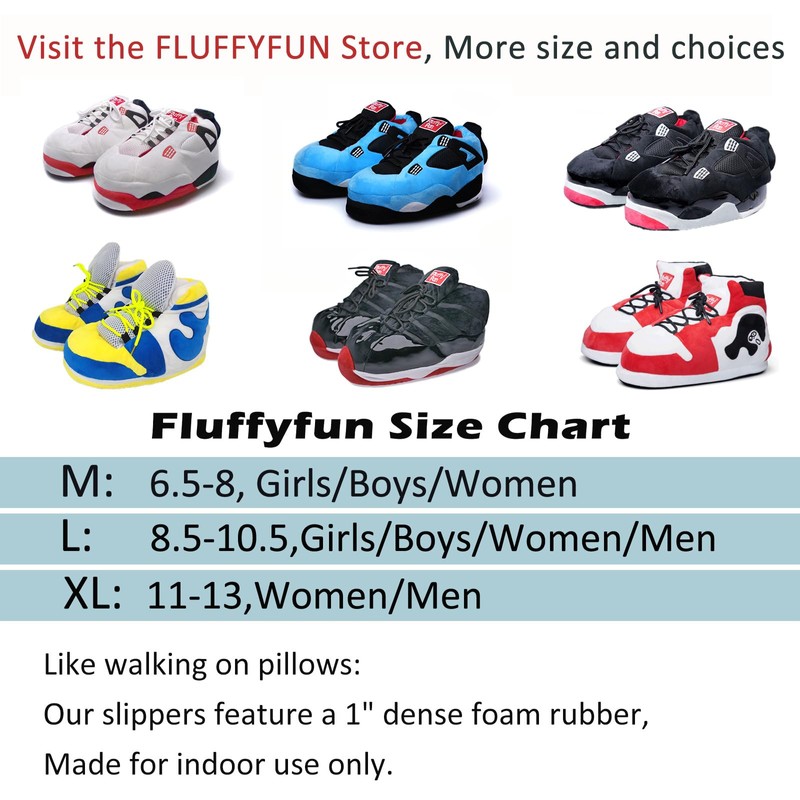 FLUFFYFUN Plush Sneaker Slippers Men XL (11-13)