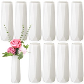 Jarrones de Plástico Compuesto Jarrones para Arreglos Florales Cónicos Altos Pequeños Blancos para Centros de Mesa Floreros Decorativos de Capullos Irrompibles Decoración Banquete Boda (Clásico)