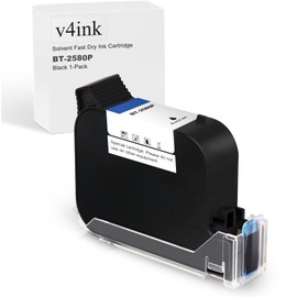 v4ink Bentsai BT-2580P Black Ink Cartridge 42ml Solvent Fast Dry Ink Replacement for Handheld Inkjet Printer BT-HH6105B2, BT-HH6105B3, B10
