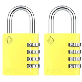 [ZARKER XD40] Heavy Duty Outdoor 4-Digit Combination Padlock for Locker, Gym, gate, shed, Tool Box, Door, Cabinet and Garage with Code - Yellow 2Packs