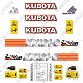 Aftermarket Fits Kubota KX121-3 Decal Kit Mini Excavator Replacement Decals (KX 121-3)