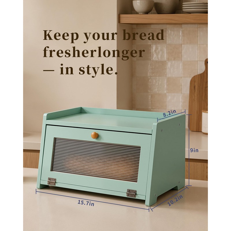 TIRYIUOU Bread Box for Kitchen Countertop: Large Capacity Farmhouse Bread