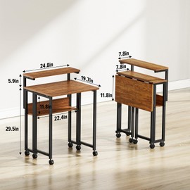 GreenForest Folding Desk with Adjustable Monitor Stand, 24.8 in Small Desk