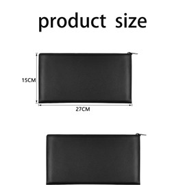 Bank Bag, Zippered Bank Wallet, Money Bag, Bills, Documents, for Cash, Cosmetics and Travel Accessories, Black, 2 Pack