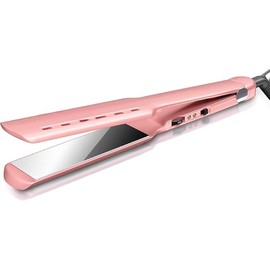 Nano Titanium 1.7" Wide Flat Iron for All Hair - Straightener with 5 Temps and Dual Voltage:_Pink