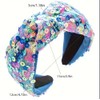 Wide Sequined Headband, Knotted Design, Rainbow Multi-Color, Padded Hair Accessory