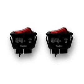 35A /40A 125/250VAC High Current Heavy Duty Welding Machine Rocker Toggle Switch ON/Off KCD4-201N-B DPST 4 Pin Red Lighted T125 (2-Pack)