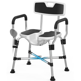 Lemagalu Heavy Duty Shower Chair for Inside Shower 450lb U-shape Shower Seat with Arm and Back for Elderly and Disabled Adjustable Height Medical Bathtub Stool Private Clean for Women Seniors Handicap