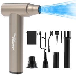 Compressed Air Duster - 130000RPM Electric Air Duster, Mini Blower - Turbo Fan - Car Dryer Air Blower, Cordless Air Duster for Computer Keyboard, Outdoors, Car, Home (Silver)