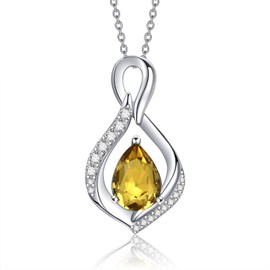 AENEAS Infinity Necklace Sterling Silver Citrine Chain November Birthstone Chain Citrine Jewellery Gift for Women 18 + 2 Inches, Sterling Silver, Citrine