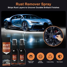 popalula 2 Pack Rust Remover Spray for Metal - 2025 Upgrade Heavy Duty Metal Cleaner for Vehicles, Tools, Chains, Iron Out Rust Stain Remover, Multi-Surface Cleaner, Fast-Acting Oxidation Remover