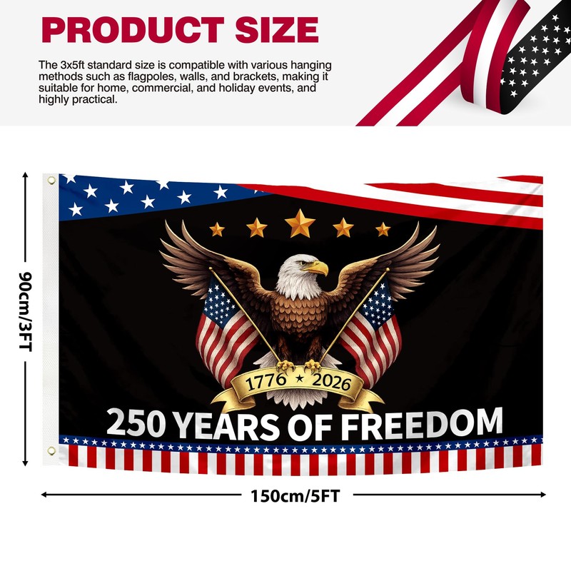 3Ply 250 Years of Freedom Flag 1776-2026 Eagle Flag 250