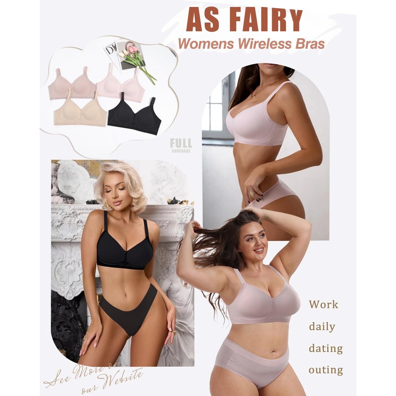 As Fairy Women's Underwired Push Up Bra Full Coverage Seamless