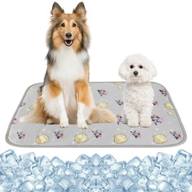 NACOCO Summer Pet Cooling Mat - Cat Dog Cushion Pad Sleeping Cool Comfortable Soft for Pets Kids and Adults (Grey French Bulldog, L)