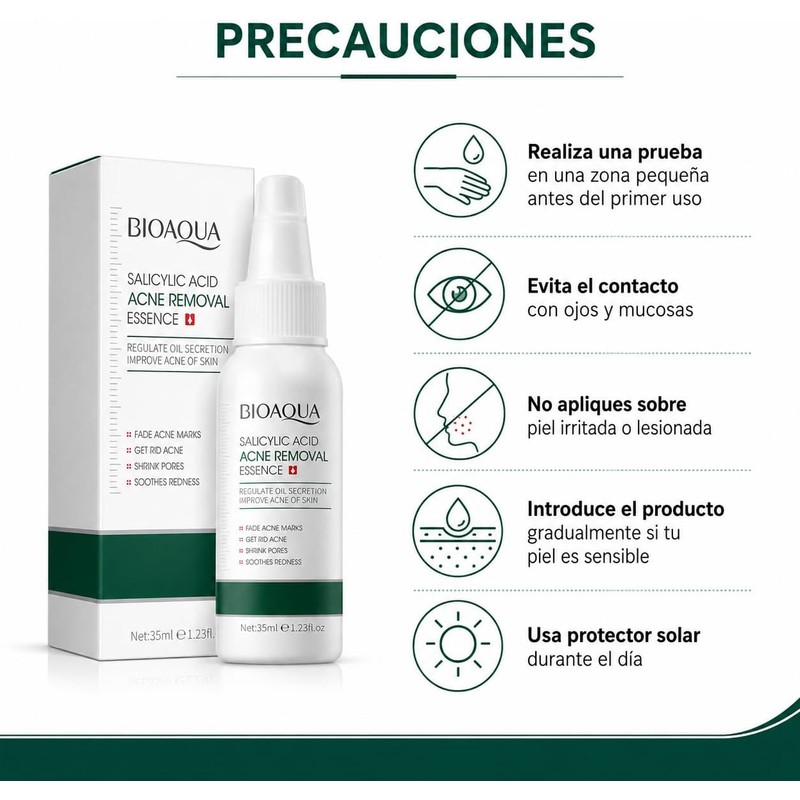 BIOAQUA Sérum Facial con Ácido Salicílico, 35 ml, para Acné,