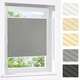 Victoria M. Praktica Pleated Blind, No Drilling Required, with Clamp Supports for Window Sashes, 15-22 mm, Aluminium Rails, Made of Non-Woven or Polyester Fabric