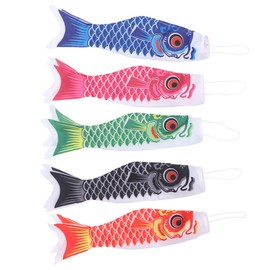 LIFKOME 5pcs Koi Fish Flag Carp Windsock Streamer 40CM Japanese Koinobori Traditional Hanging Flag for Outdoor Garden Backyard Decoration