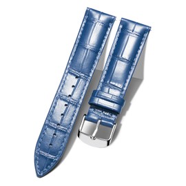 BINLUN Leather Watch Band Genuine Calfskin Replacement Watch Strap Quick Release Crocodile Pattern 10 Colors 13 Sizes for Men Women（Blue,20MM）