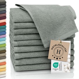 ZOLLNER Set of 10 Guest Towels – Soft and Absorbent Hand Towels – Washable up to 95 °C – Cotton – 30 x 50 cm in Light Grey